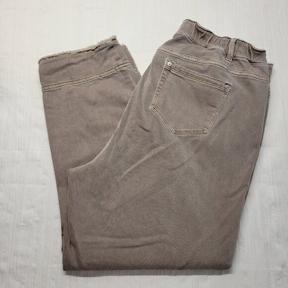J Jill Denim Size 16 Tall Mushroom Brown Authentic Fit Cropped Straight Pants - Picture 1 of 12